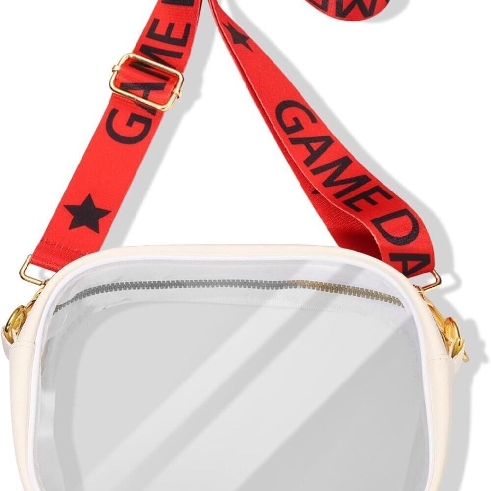 Clear Stadium Bag Women's Fabric Crossbody Adjustable For Sports Concerts - Picture 3 of 4